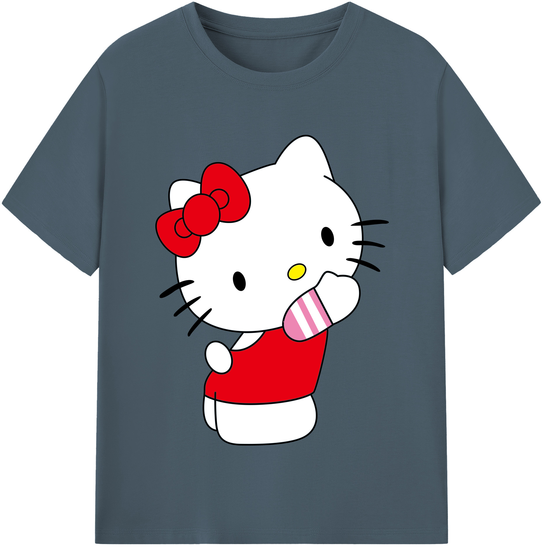 （画像用） Hello Kitty ハローキティ 綿100％半袖Tシャツ（フロントプリント）